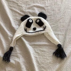 Knit panda beanie